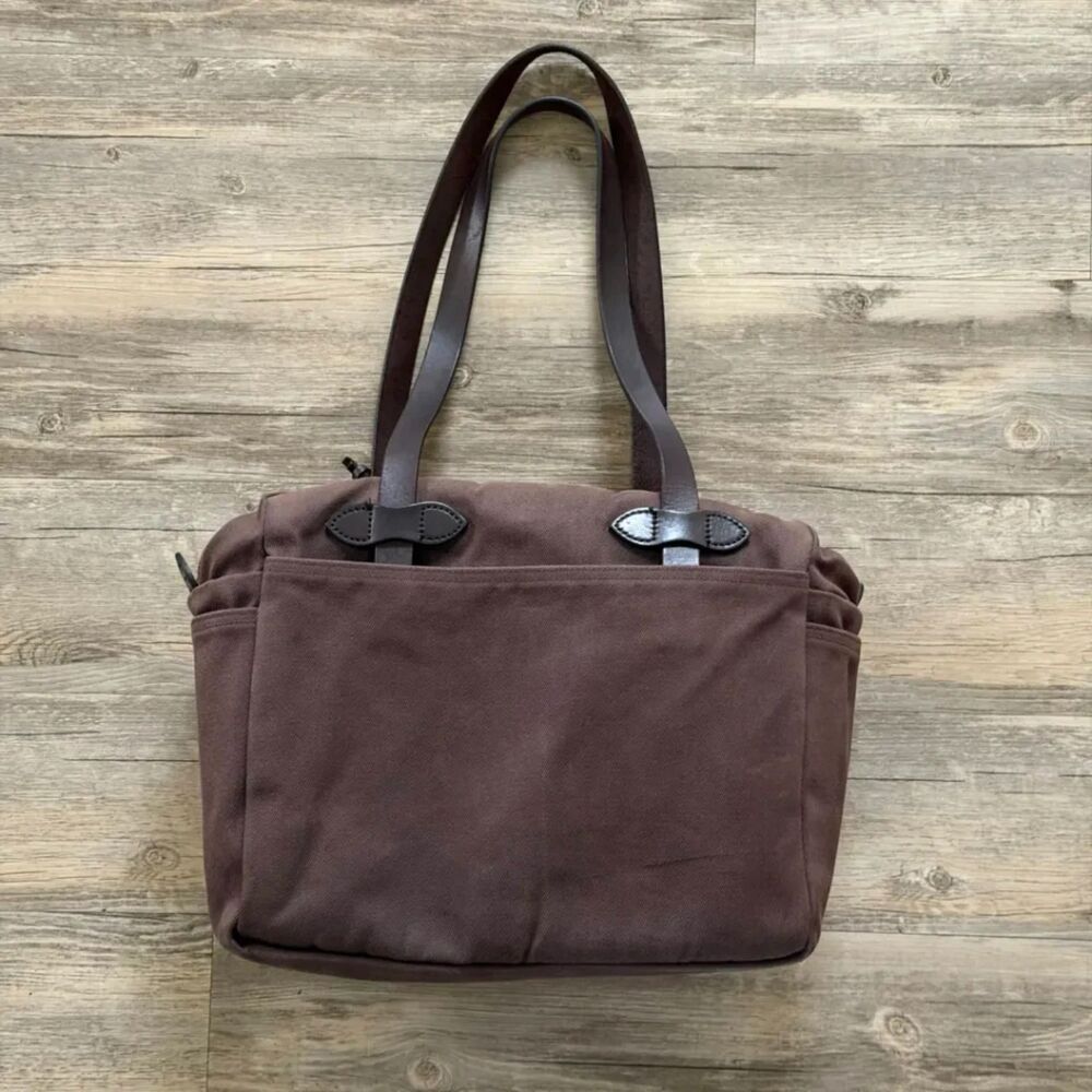 2011 Filson Rugged Twill Style 261 Chocolate Brown Tote Bag W/ Brass Zippers